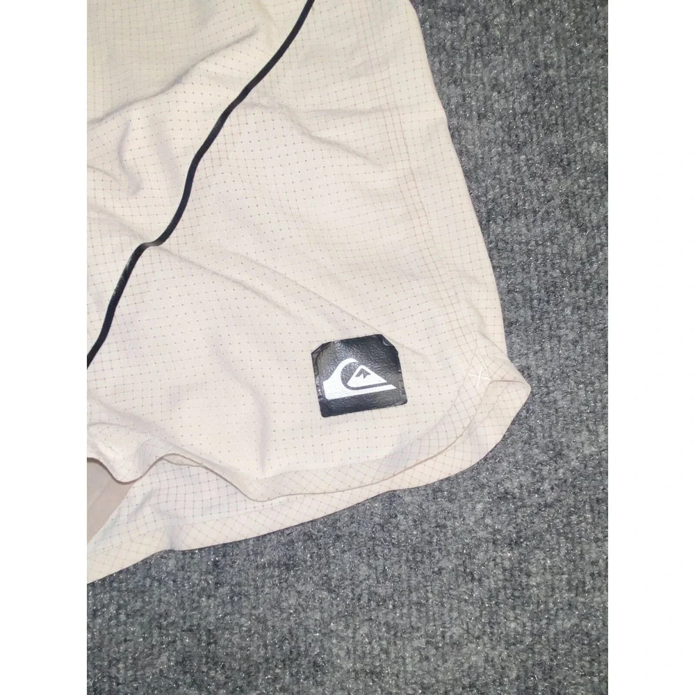 Fabletics Board Shorts Large Mens Beige Check Activewear Pocket Drawstring Waist